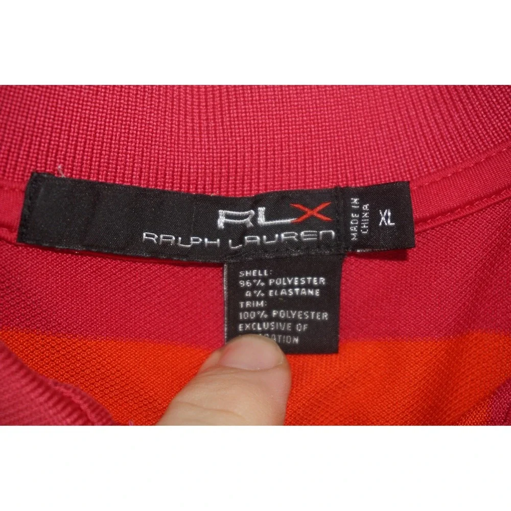 RLX Ralph Lauren Polo Shirt Red Stripe Golf Stretch Performance Men's XL